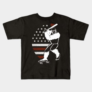 Bigfoot Baseball American Flag Kids T-Shirt